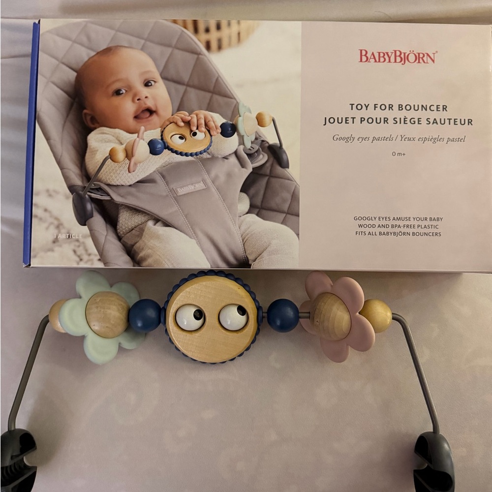 Baby Bjorn Bouncer Toy Bar attachment with pastel flower/googly eyes - NWT!!!!